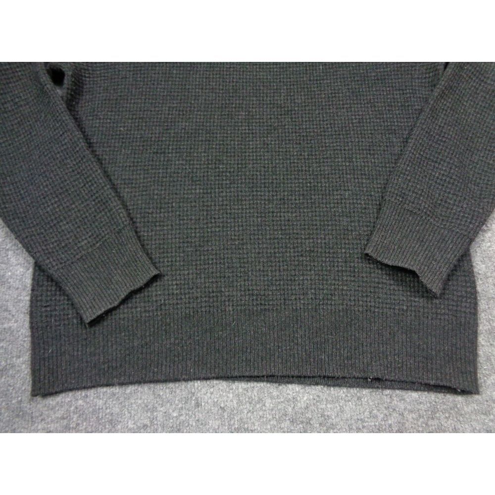 Schott Bros. Wool Blend Waffle Knit Sweater Men's Size M Dark Gray Shawl Collar - Picture 2 of 11